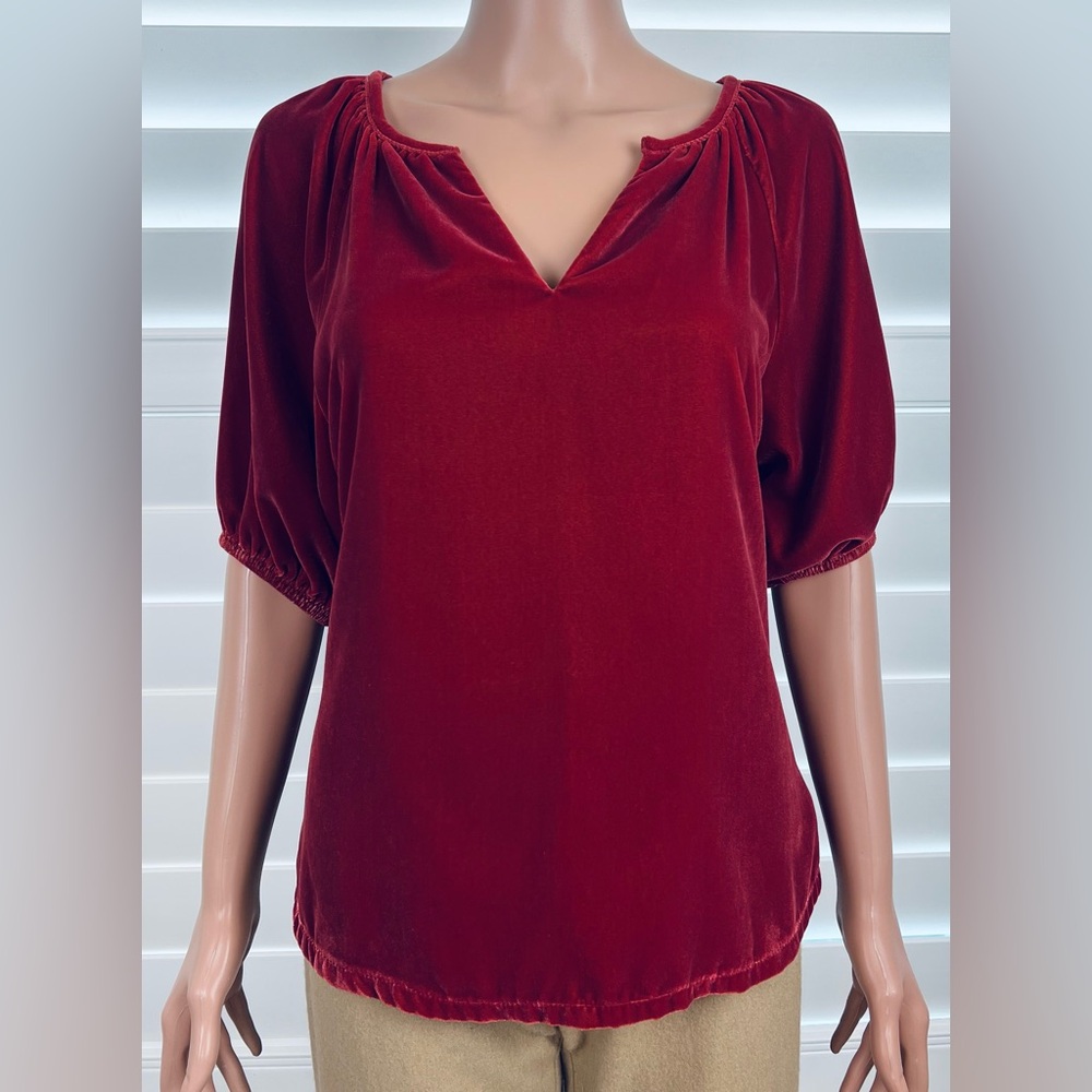 Terracotta/Rust Velour Velveteen Oversized Tunic Top Sz S by Old Navy - Picture 2 of 7